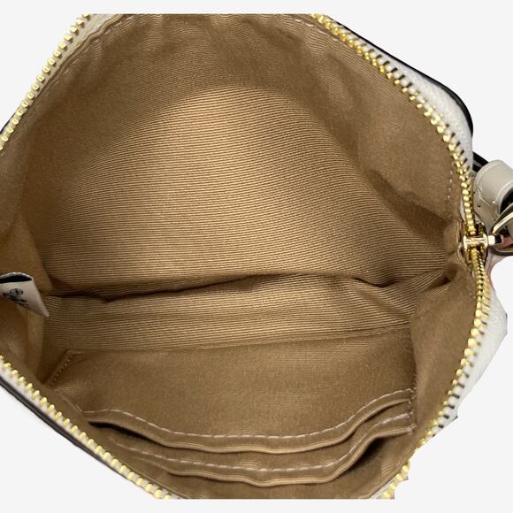 Coach Floral Print Corner Zip Wristlet In Ivory Leather With Pink Flowers - Picture 7 of 13